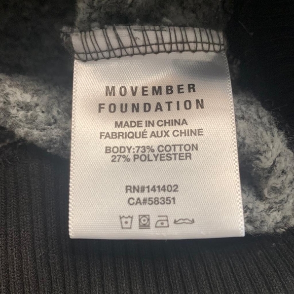 Movember Foundation  Sweatshirt Mens XL Gray Black Raglan Pullover Let It Grow - Picture 5 of 8